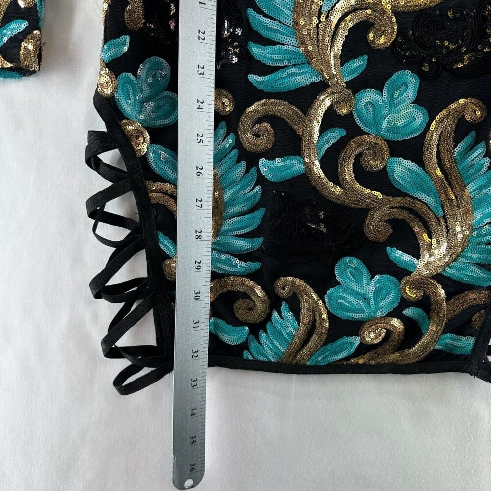 Fashion Nova Dress Size  XS Caprice Sequin Strap Side Bodycon Long Sleeve Black - Picture 12 of 12